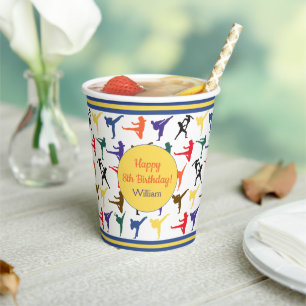 Martial Arts Karate Kids Boy Happy Birthday Party Paper Cups