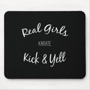 Martial Arts Karate Real Girls Kick And Yell Mouse Pad