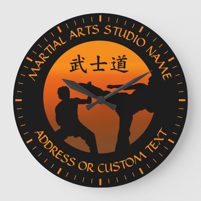 Martial Arts Karate Taekwondo Kung Fu Studio Large Clock (Front)