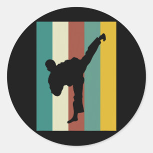 Martial Arts Kickboxing Karate Taekwondo Retro Des Classic Round Sticker