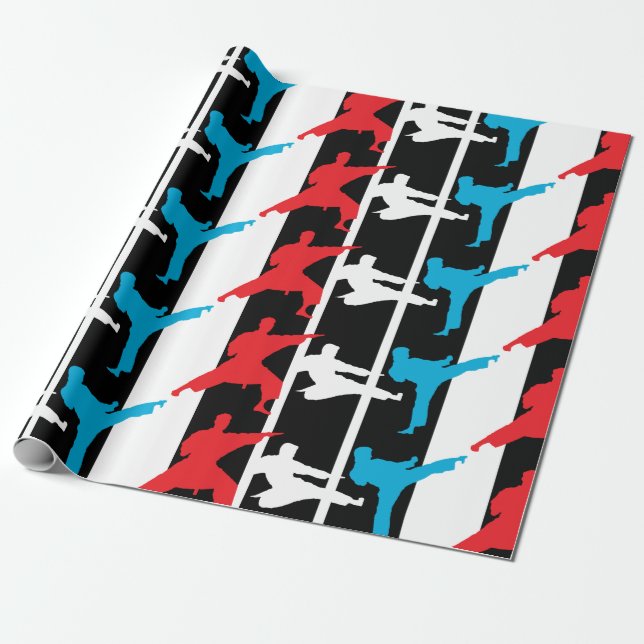 Martial Arts Kicks Wrapping Paper (Unrolled)