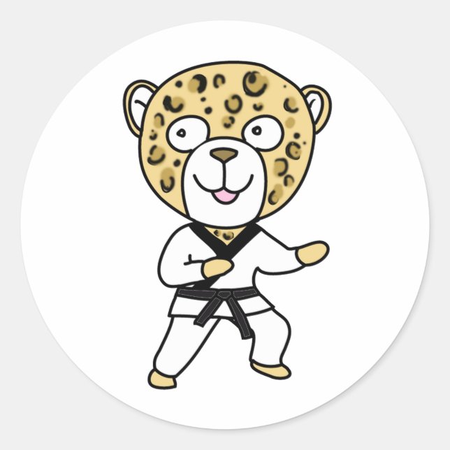 Martial Arts Leopard Classic Round Sticker (Front)