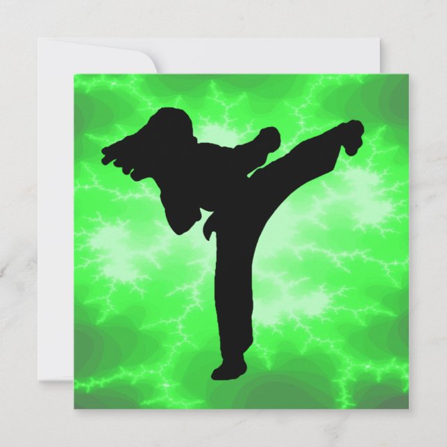 Martial Arts Lightning Girl green invitations (Front)