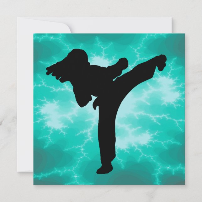Martial Arts Lightning Invitation female in Teal (Front)