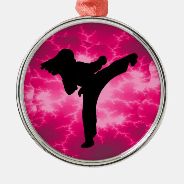 Martial Arts Lightning Pink Female Design Metal Tree Decoration (Front)