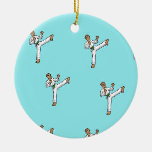 martial arts master on blue ceramic ornament