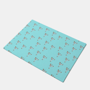 martial arts master on blue doormat