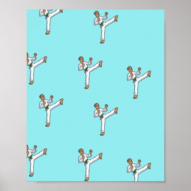 martial arts master on blue poster (Front)