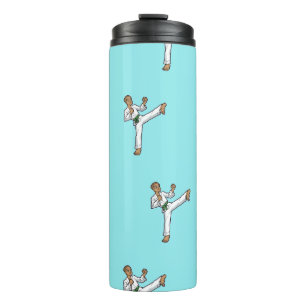 martial arts master on blue thermal tumbler