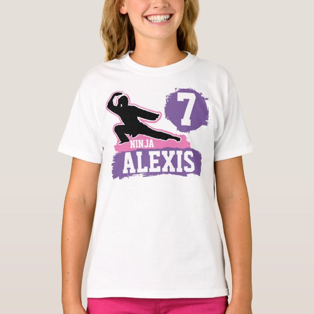 Martial Arts Ninja Warrior Theme Birthday Girl T-Shirt (Front)