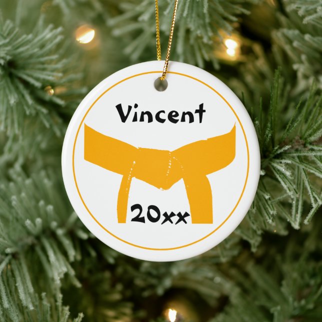 Martial Arts Orange Belt Ceramic Ornament (Tree)