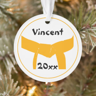 Martial Arts Orange Belt Dated Ornament