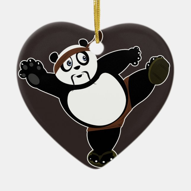 Martial Arts Panda 2 - Brown Ceramic Ornament (Front)