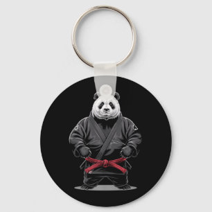 Martial Arts Panda Judo Black Gi Red Belt Fighter Key Ring