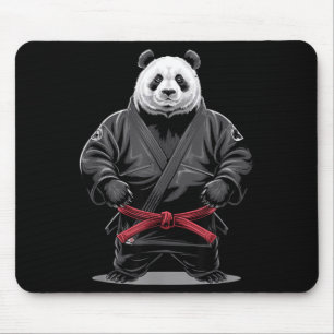 Martial Arts Panda Judo Black Gi Red Belt Fighter Mouse Pad