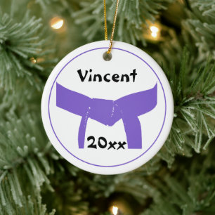 Martial Arts Purple Belt Ceramic Tree Decoration