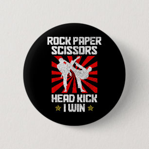 Martial Arts Rock Paper Scissors Taekwondo Karate  6 Cm Round Badge