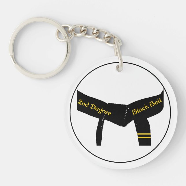 Martial Arts Second Degree Black Belt Key Ring (Front)