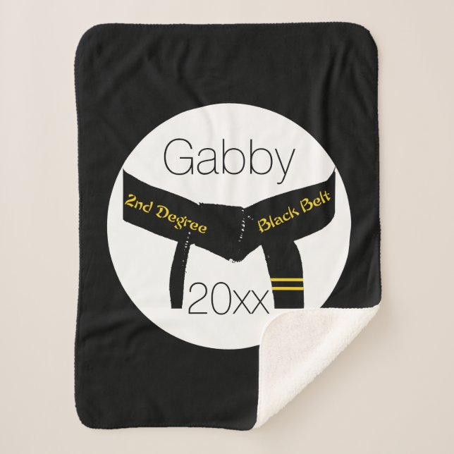 Martial Arts Second Degree Black Belt Sherpa Blanket (Front)