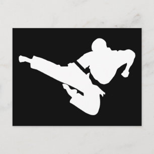 martial arts silhouette postcard