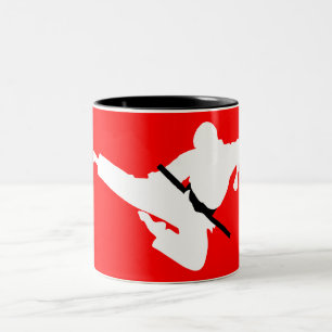 martial arts silhouette Two-Tone coffee mug