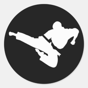 martial arts silhouettes classic round sticker