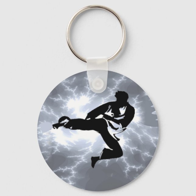 Martial Arts Silver Lightning man Key Ring (Front)