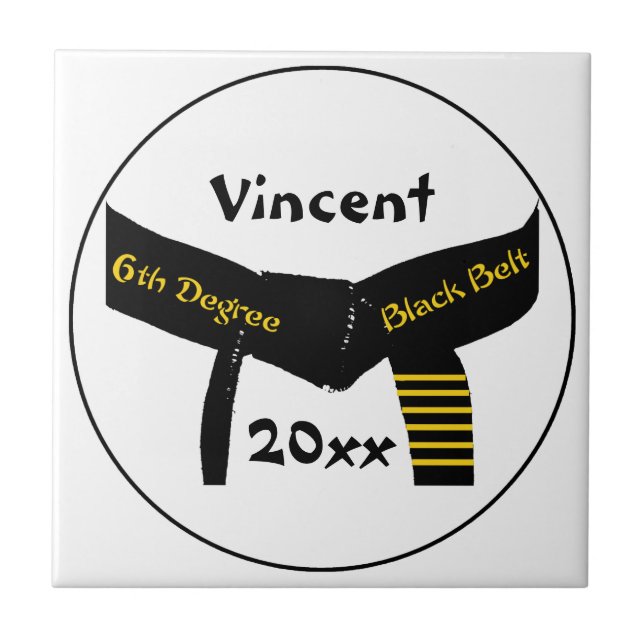 Martial Arts Sixth Degree Black Belt Tile (Front)