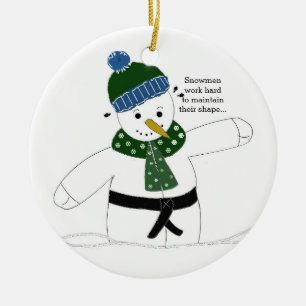 Martial Arts Snowman Ceramic Ornament