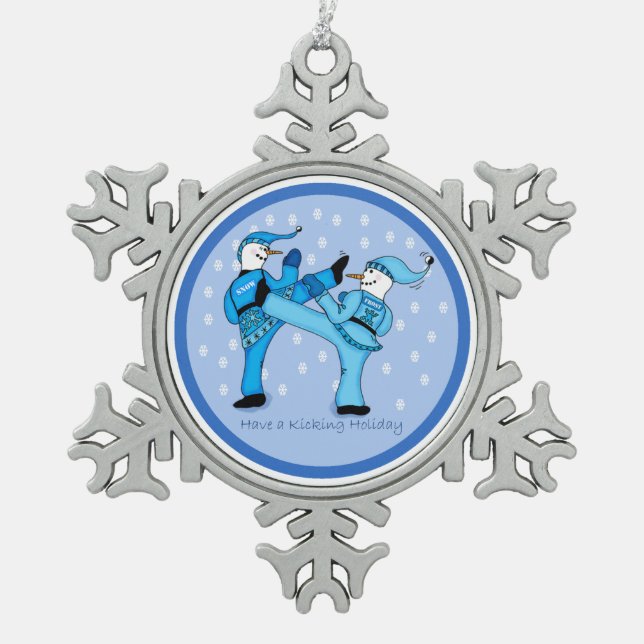 Martial Arts Snowmen for Christmas Ornament (Front)
