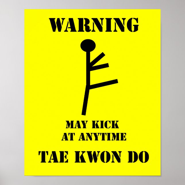 Martial Arts Taekwondo Warning Poster (Front)