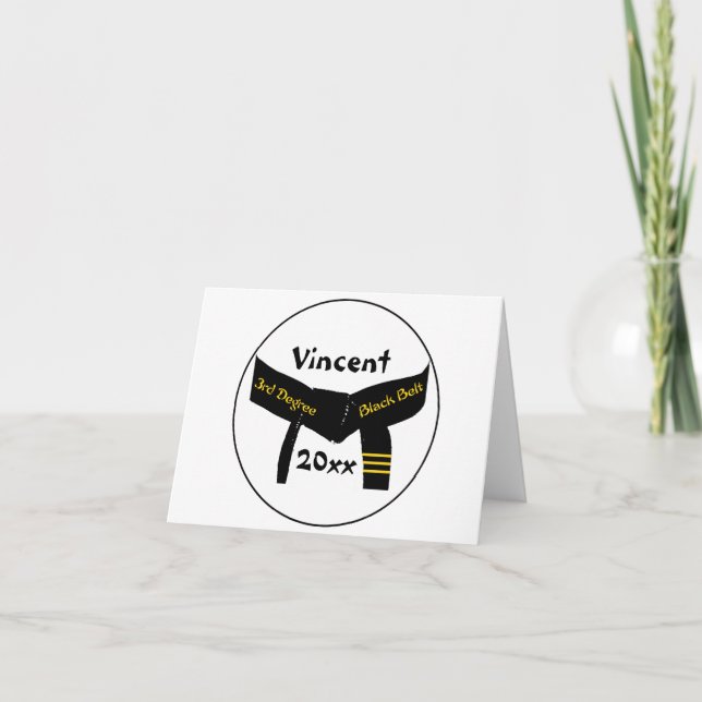 Martial Arts Third Degree Black Belt Card (Front)