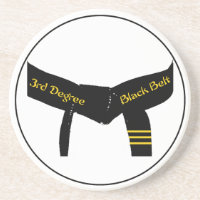 Martial Arts Third Degree Black Belt Drink Coaster
