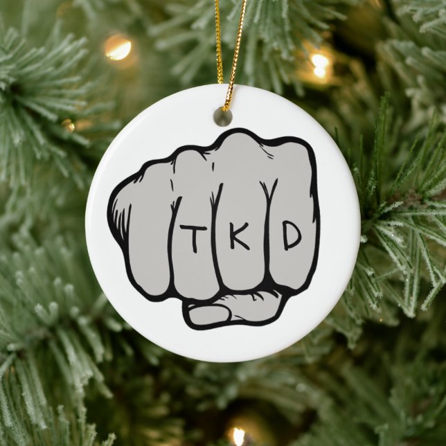 Martial Arts TKD Fist Ceramic Ornament (Tree)