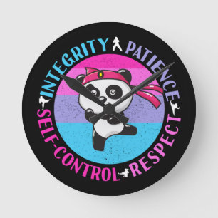 Martial Arts Values - Girly Karate Mindset Round Clock