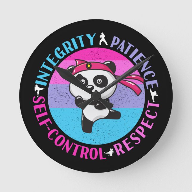 Martial Arts Values - Girly Karate Mindset Round Clock (Front)
