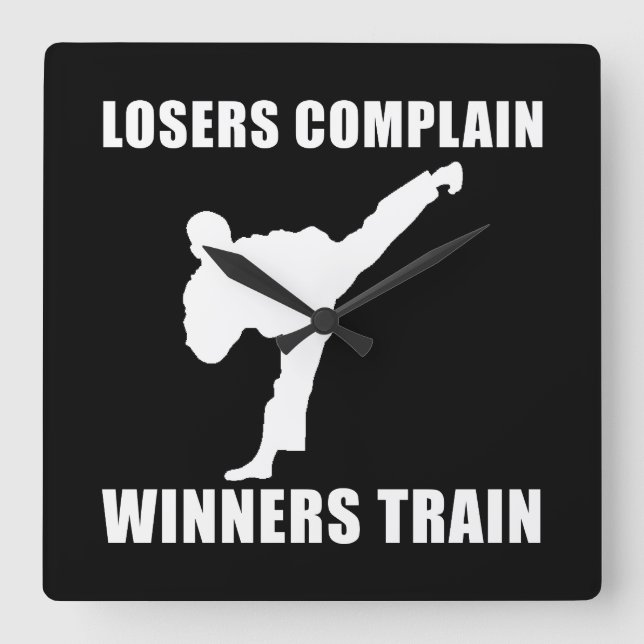 Martial Arts Winners Train Square Wall Clock (Front)