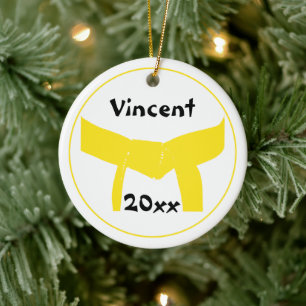 Martial Arts Yellow Belt Rank Ceramic Ornament