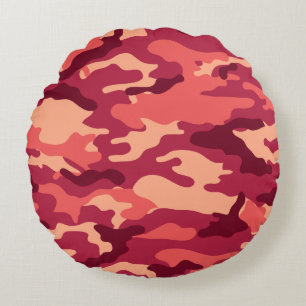 MARTIAN DESERT CAMO / CAMOUFLAGE DAZZLE PATTERN ROUND CUSHION