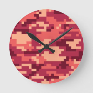 MARTIAN DESERT DIGITAL CAMO / CAMOUFLAGE ROUND CLOCK