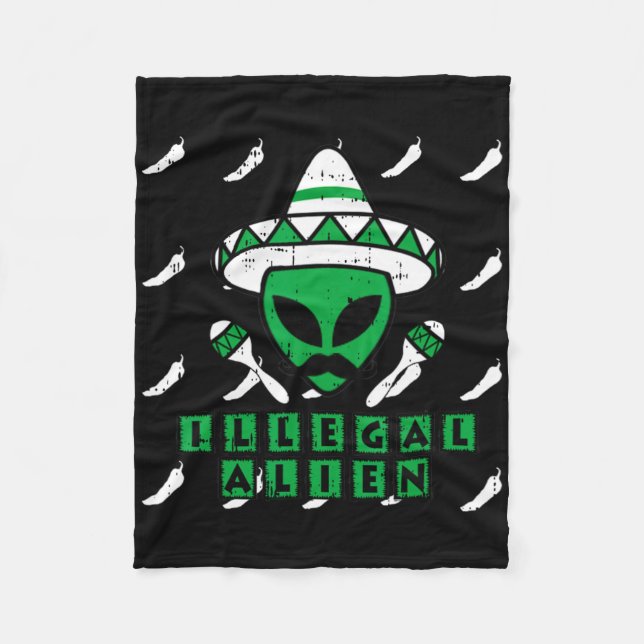 Martian Illegal Alien Mexican Area-51 Funny Hallow Fleece Blanket (Front)
