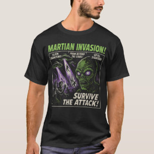 Martian Invasion Alien Movie Poster Halloween T-Shirt
