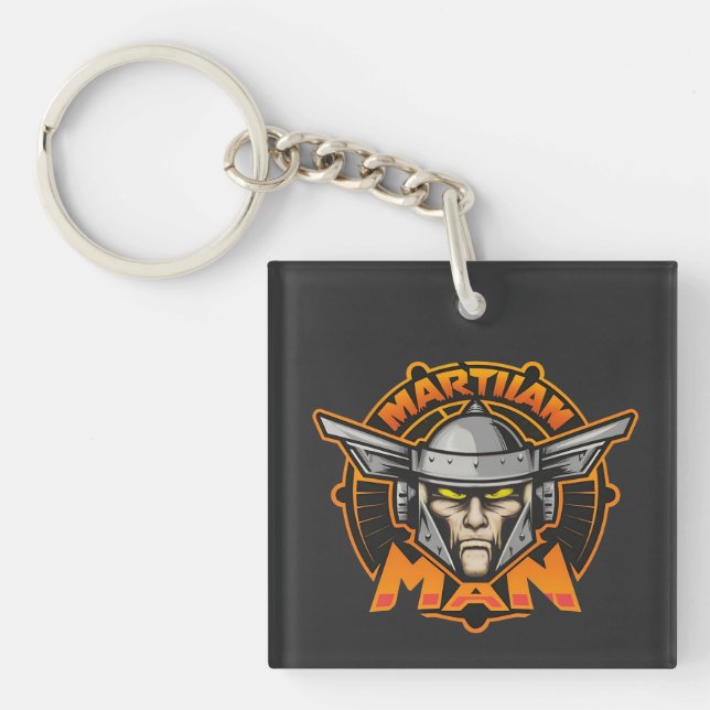 Martian Man Futuristic Logo Art Key Ring (Front)
