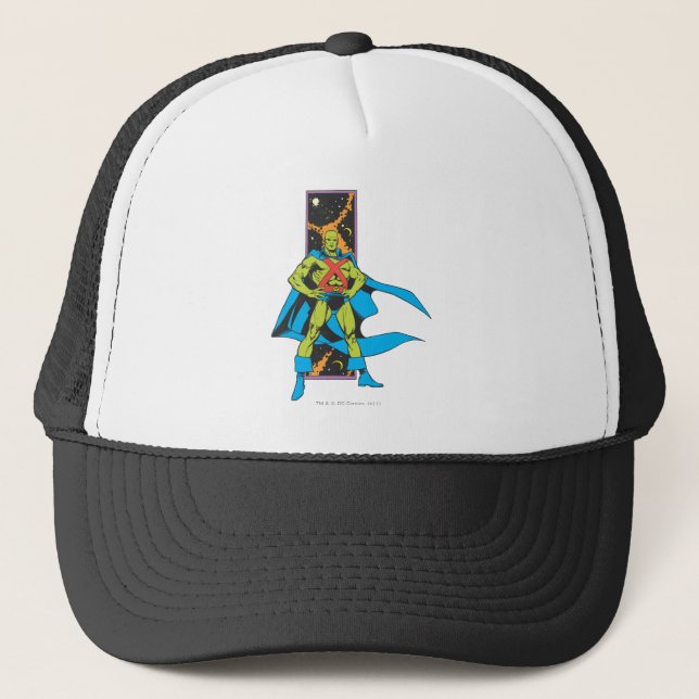 Martian Manhunter & Space Backdrop Trucker Hat (Front)