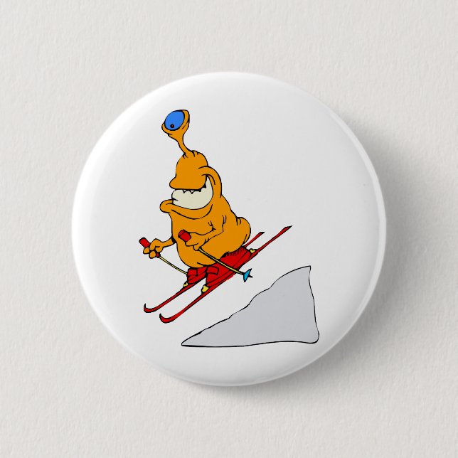 Martian Skier 6 Cm Round Badge (Front)