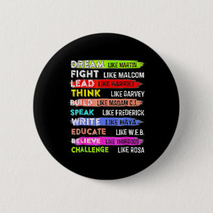 Martin Black History Month Black Afro African  6 Cm Round Badge