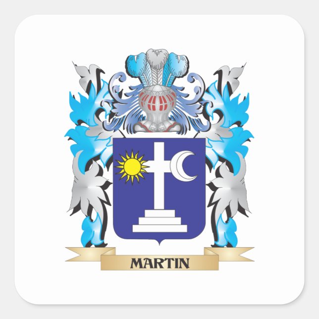 Martin Coat of Arms - Family Crest Square Sticker (Front)