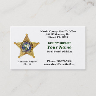 Martin County Sheriff's Office Bussiness Card. Business Card