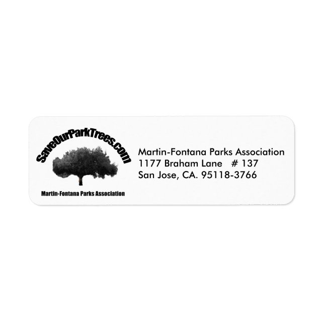 Martin-Fontana Parks Association return address Label (Front)