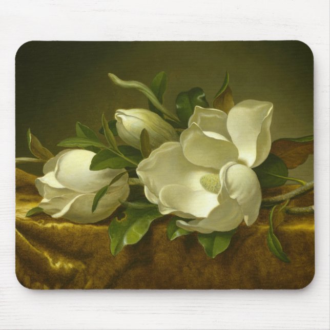 Martin Johnson Heade - Magnolias on Gold Velvet Mouse Pad (Front)